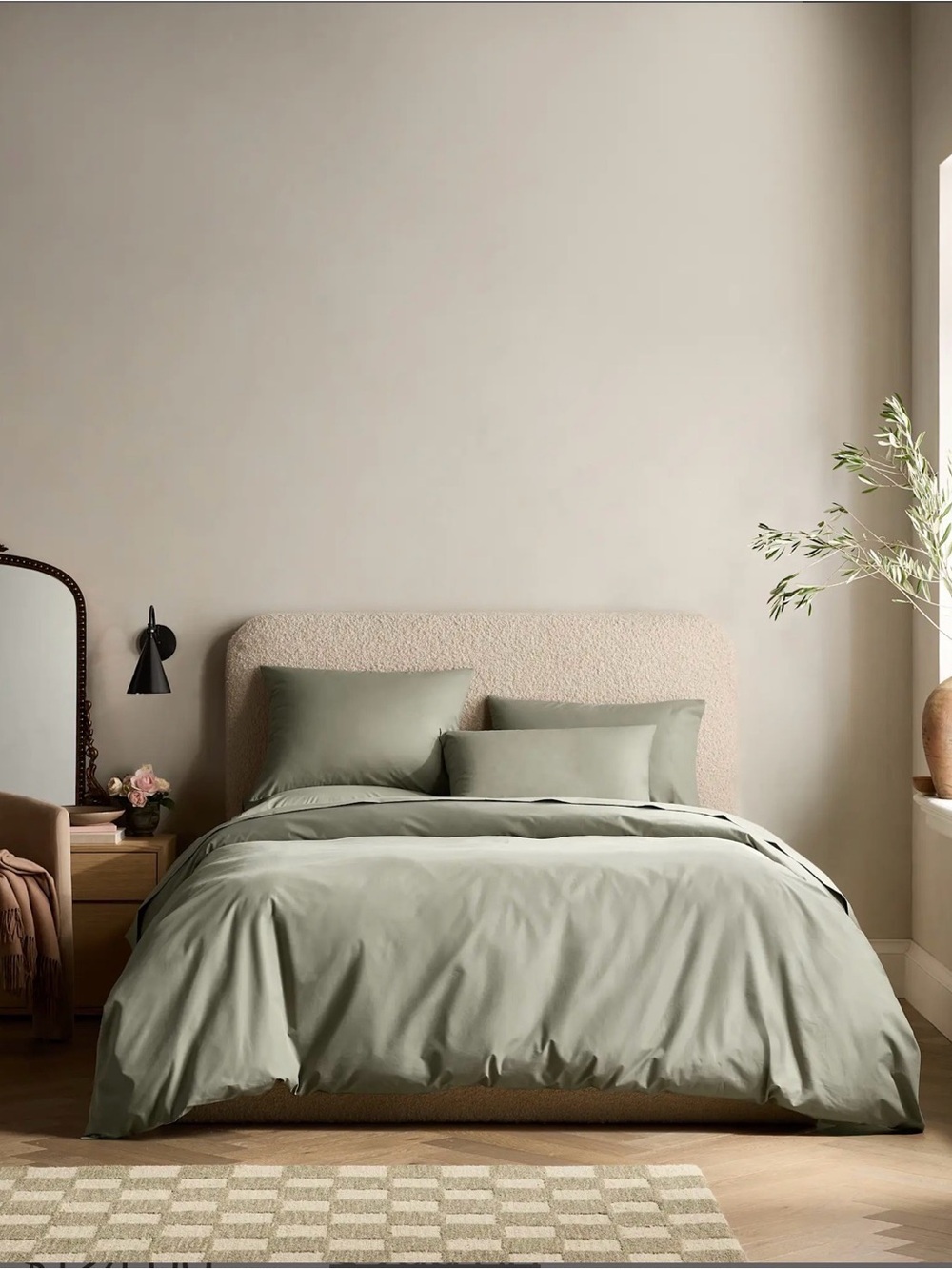 Quince Organic Crisp Percale Dried Sage Duvet Cover Set